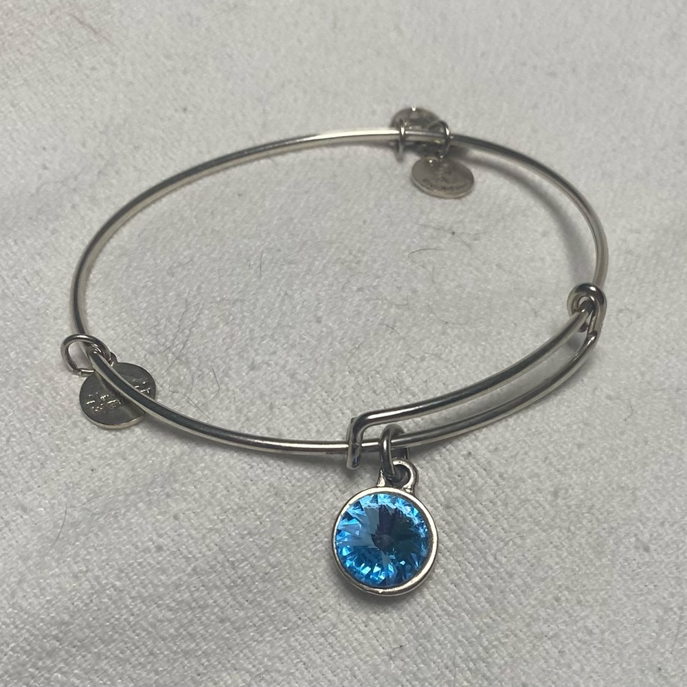 Alex and Ani Silver Bracelet with Blue Charm